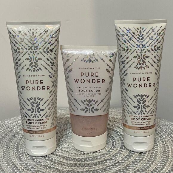BBW Pure Wonder Body Cream and Scrub Set of 3 NWT - Picture 1 of 2